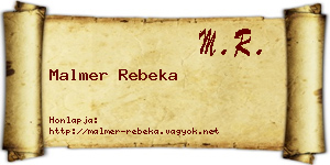 Malmer Rebeka névjegykártya